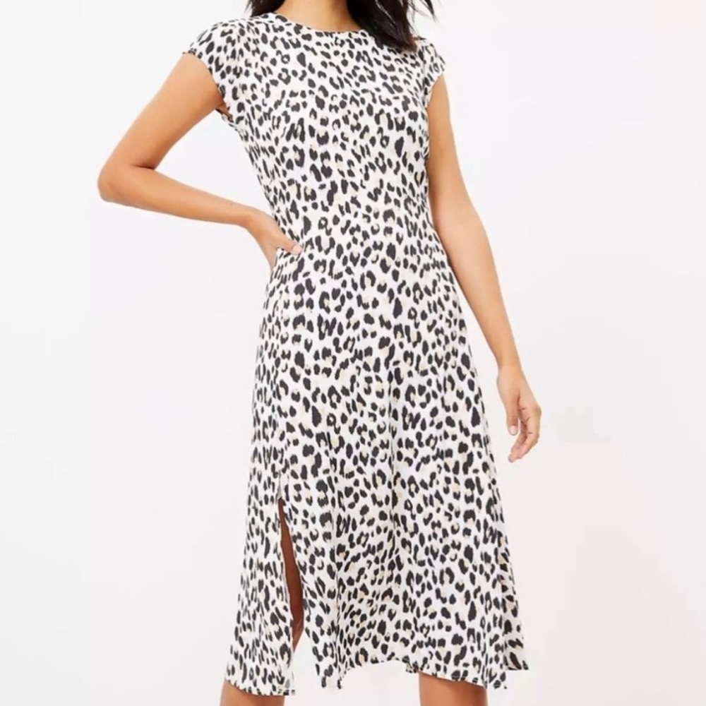 LOFT Leopard Print Maxi Dress - Black and Cream